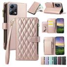 For Redmi Note 12 5G Global Rhombic Zipper Wallet Leather Phone Case(Rose Gold) - 1