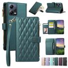 For Redmi Note 12 5G Global Rhombic Zipper Wallet Leather Phone Case(Green) - 1