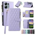 For Redmi Note 13 Pro 4G Rhombic Zipper Wallet Leather Phone Case(Purple) - 1