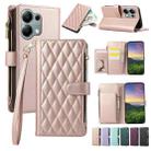 For Redmi Note 13 Pro 4G Rhombic Zipper Wallet Leather Phone Case(Rose Gold) - 1