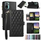 For Redmi Note 10 / 10S Rhombic Zipper Wallet Leather Phone Case(Black) - 1