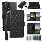 For Redmi Note 11 Pro 4G Rhombic Zipper Wallet Leather Phone Case(Black) - 1