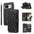 For Google Pixel 8a Rhombic Full Zipper Wallet Leather Phone Case(Black) - 1