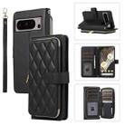 For Google Pixel 8 Pro Rhombic Full Zipper Wallet Leather Phone Case(Black) - 1