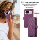 For Google Pixel 8 Rhombic Full Zipper Wallet Leather Phone Case(Deep Purple) - 3