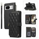 For Google Pixel 8 Rhombic Full Zipper Wallet Leather Phone Case(Black) - 1