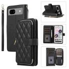 For Google Pixel 7a Rhombic Full Zipper Wallet Leather Phone Case(Black) - 1