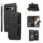 For Google Pixel 7 Pro Rhombic Full Zipper Wallet Leather Phone Case(Black) - 1