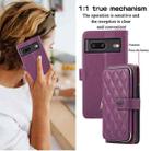 For Google Pixel 7 Rhombic Full Zipper Wallet Leather Phone Case(Deep Purple) - 3