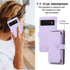 For Google Pixel 6 Pro Rhombic Full Zipper Wallet Leather Phone Case(Purple) - 3