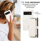 For Google Pixel 6 Pro Rhombic Full Zipper Wallet Leather Phone Case(White) - 3