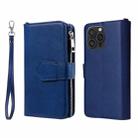 For iPhone 16 Pro Max Solid Color 2 in 1 Zipper Shockproof Phone Case(Blue) - 1