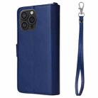 For iPhone 16 Pro Max Solid Color 2 in 1 Zipper Shockproof Phone Case(Blue) - 3