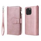 For iPhone 16 Pro Max Solid Color 2 in 1 Zipper Shockproof Phone Case(Rose Gold) - 1