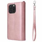 For iPhone 16 Pro Max Solid Color 2 in 1 Zipper Shockproof Phone Case(Rose Gold) - 3