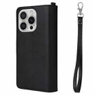 For iPhone 16 Pro Solid Color 2 in 1 Zipper Shockproof Phone Case(Black) - 3