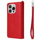 For iPhone 16 Pro Solid Color 2 in 1 Zipper Shockproof Phone Case(Red) - 3