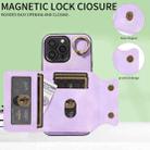 For iPhone 16 Pro Max Skin Feel Card Bag Phone Case with Ring Buckle(Purple) - 2