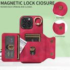 For iPhone 16 Pro Max Skin Feel Card Bag Phone Case with Ring Buckle(Red) - 2