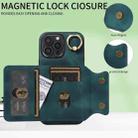 For iPhone 16 Pro Max Skin Feel Card Bag Phone Case with Ring Buckle(Green) - 2