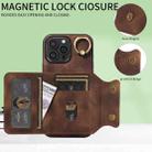 For iPhone 16 Pro Max Skin Feel Card Bag Phone Case with Ring Buckle(Brown) - 2