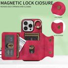 For iPhone 16 Pro Skin Feel Card Bag Phone Case with Ring Buckle(Red) - 2