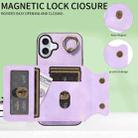 For iPhone 16 Plus Skin Feel Card Bag Phone Case with Ring Buckle(Purple) - 2