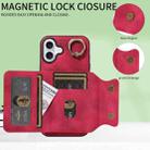 For iPhone 16 Plus Skin Feel Card Bag Phone Case with Ring Buckle(Red) - 2