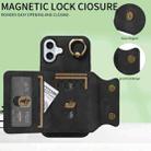 For iPhone 16 Plus Skin Feel Card Bag Phone Case with Ring Buckle(Black) - 2