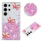 For Samsung Galaxy S23 Ultra 5G Luminous Starry Sky Glitter Butterfly TPU Phone Case(Pink) - 1