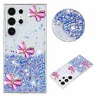 For Samsung Galaxy S23 Ultra 5G Luminous Starry Sky Glitter Butterfly TPU Phone Case(Purple) - 1