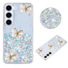 For Samsung Galaxy S23 5G Luminous Starry Sky Glitter Butterfly TPU Phone Case(White) - 1