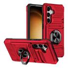 For Samsung Galaxy S23 FE 5G TPU Hybrid PC Shockproof Card Phone Case with Metal Ring Holder(Red) - 1
