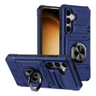 For Samsung Galaxy S23 FE 5G TPU Hybrid PC Shockproof Card Phone Case with Metal Ring Holder(Blue) - 1