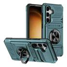 For Samsung Galaxy S23 FE 5G TPU Hybrid PC Shockproof Card Phone Case with Metal Ring Holder(Green) - 1