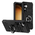 For Samsung Galaxy S23 5G TPU Hybrid PC Shockproof Card Phone Case with Metal Ring Holder(Black) - 1