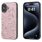 For iPhone 16 Plus Black Frame Glitter Shockproof Phone Case(Gold Pink) - 1