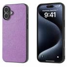 For iPhone 16 Plus Black Frame Glitter Shockproof Phone Case(Purple) - 1