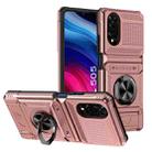 For TCL 50 SE 4G TPU Hybrid PC Shockproof Card Phone Case with Metal Ring Holder(Rose Gold) - 1