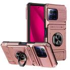 For T-Mobile REVVL 7 Pro TPU Hybrid PC Shockproof Card Phone Case with Metal Ring Holder(Rose Gold) - 1