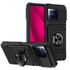 For T-Mobile REVVL 7 Pro TPU Hybrid PC Shockproof Card Phone Case with Metal Ring Holder(Black) - 1