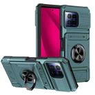 For T-Mobile REVVL 7 Pro TPU Hybrid PC Shockproof Card Phone Case with Metal Ring Holder(Green) - 1