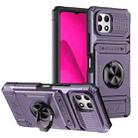 For T-Mobile REVVL 7 TPU Hybrid PC Shockproof Card Phone Case with Metal Ring Holder(Purple) - 1