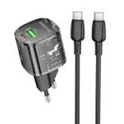 hoco BN17 PD20W USB, Type-C Charger with 1m Type-C to Type-C Cable Set, Plug Type:EU Plug(Black) - 1