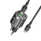 hoco BN17 PD20W USB, Type-C Charger with 1m Type-C to Type-C Cable Set, Plug Type:EU Plug(Black) - 3