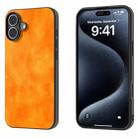 For iPhone 16 Plus Dual Color Lichi Texture PU Phone Case(Orange) - 1