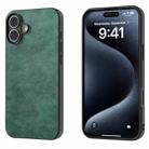 For iPhone 16 Plus Dual Color Lichi Texture PU Phone Case(Green) - 1