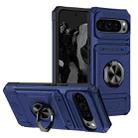 For Google Pixel 9 Pro XL TPU Hybrid PC Shockproof Card Phone Case with Metal Ring Holder(Blue) - 1