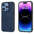 For iPhone 16 Pro Max Black Frame Two-color Calf Texture PU Phone Case(Blue) - 1