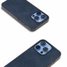 For iPhone 16 Pro Max Black Frame Two-color Calf Texture PU Phone Case(Blue) - 3